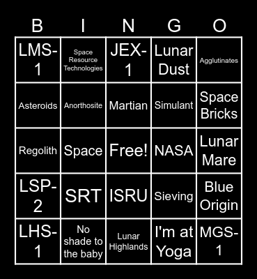 SRT BINGO Card
