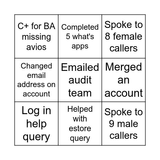 Membership Bingo Card