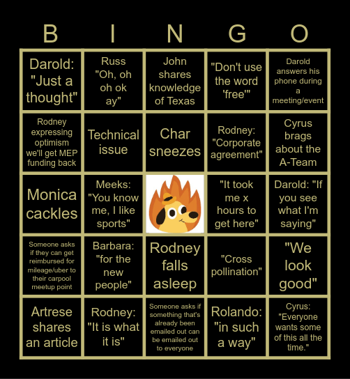 TMAC Conference Bingo Card