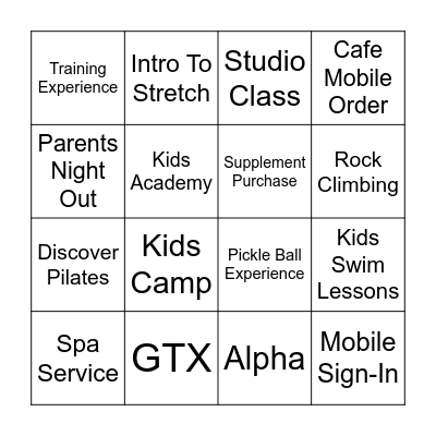 Lifetime New Member Bingo Card