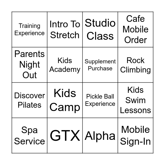 Lifetime New Member Bingo Card