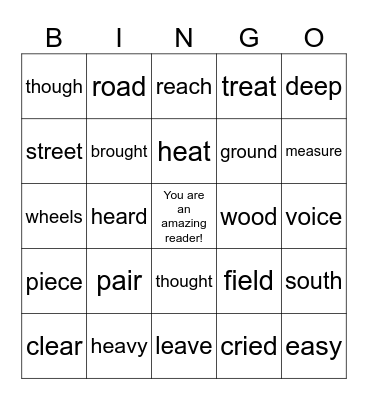 Vowel Team Bingo Card