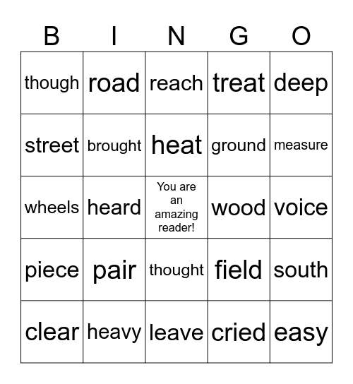 Vowel Team Bingo Card