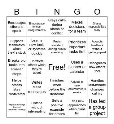 Soft Skills Bingo Card