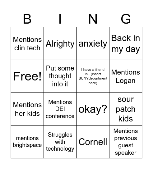 Jackie DEI Bingo Card