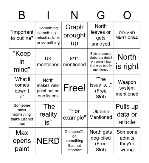 VC Bingo Card