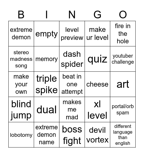 gd bingo Card