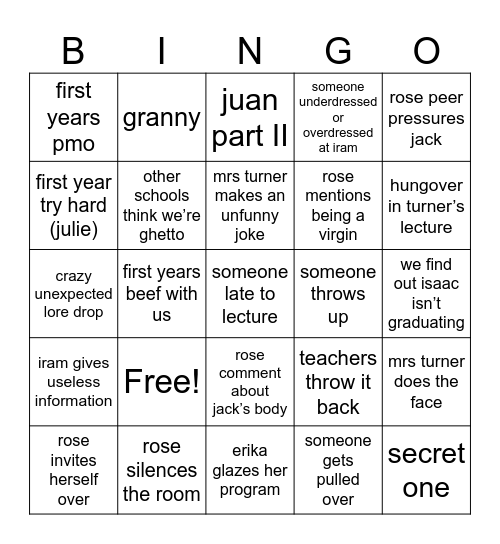 GSRT Bingo Card