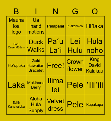 Merrie Monarch - Miss Aloha Hula Bingo Card