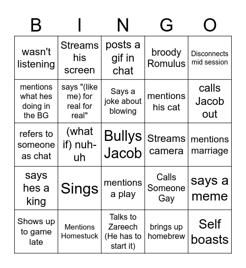 Bones Bingo Card