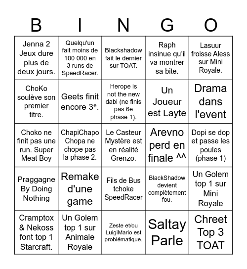 TR III BINGO Card