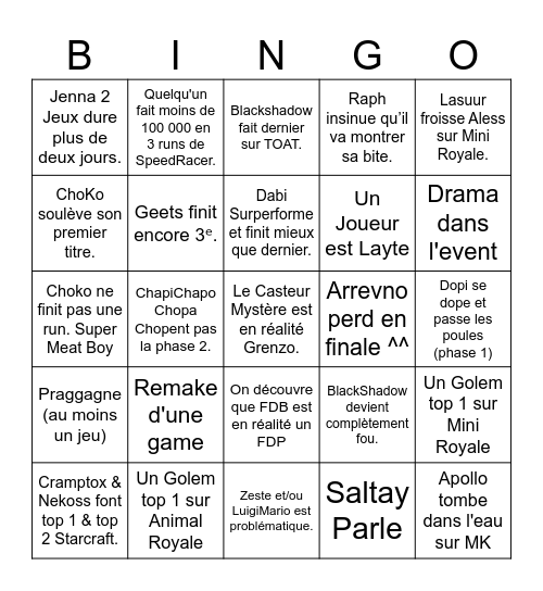 TR III BINGO Card