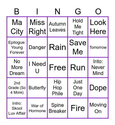 Round 1 Bingo Card