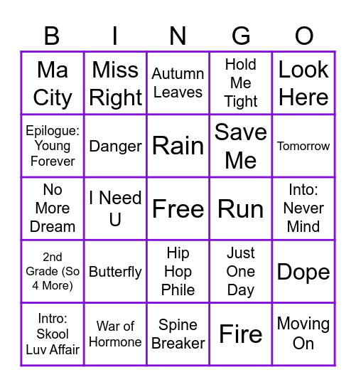 Round 1 Bingo Card