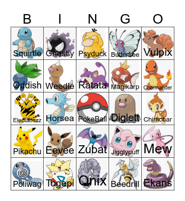 Pokemon Bingo Card