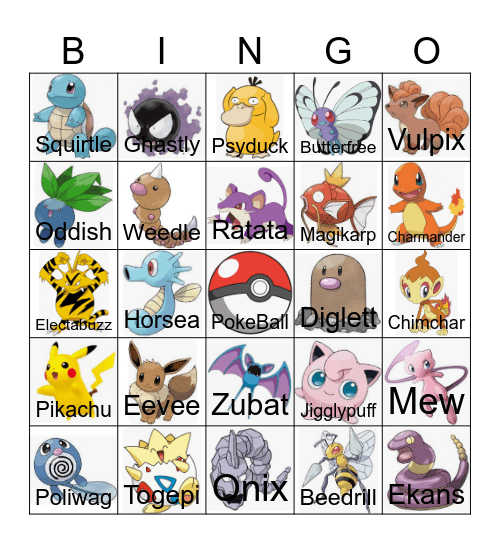 Pokemon Bingo Card