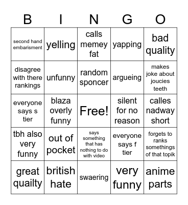 socks studies tier list Bingo Card