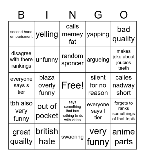 socks studies tier list Bingo Card