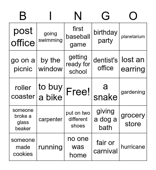 Incredible Inferences Bingo Card