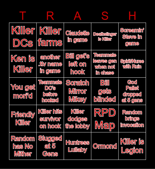 Ultimate DBD Bingo Card