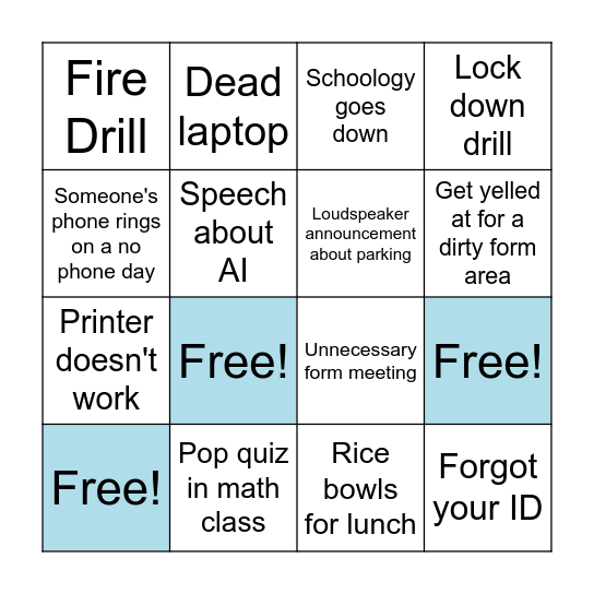 Pingry Bingo Card