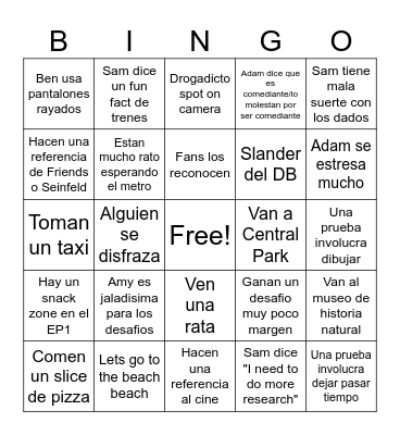 Jet Lag Bingo Card