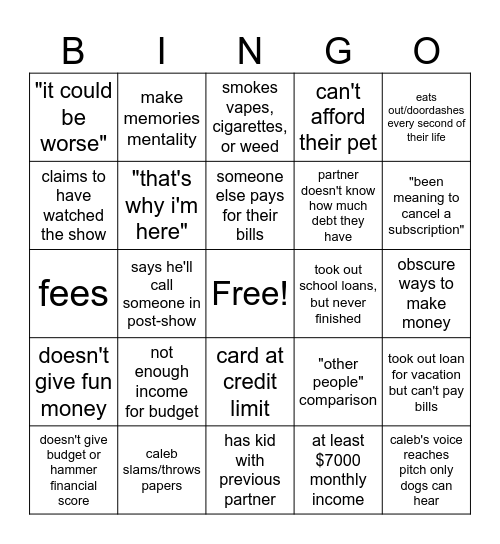Financial Audit Bingo Card