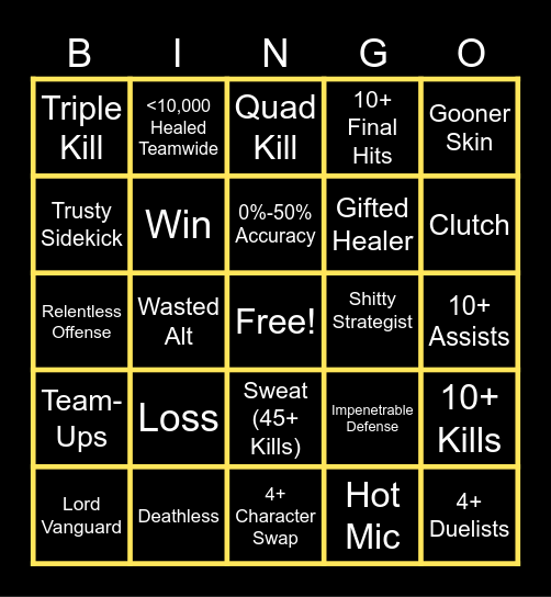 Marvel Rivals Bingo Card
