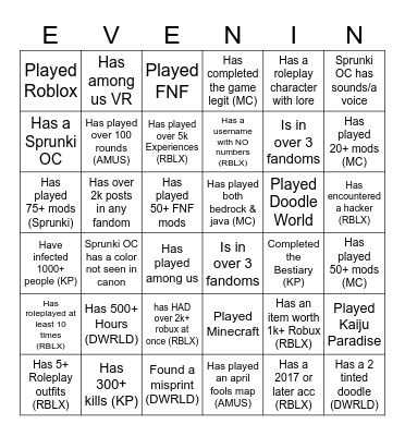 Untitled Bingo Card