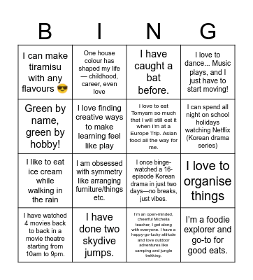 Harimau-go! Bingo Card