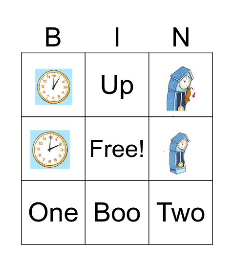Hickory Dickory Dock Bingo Card