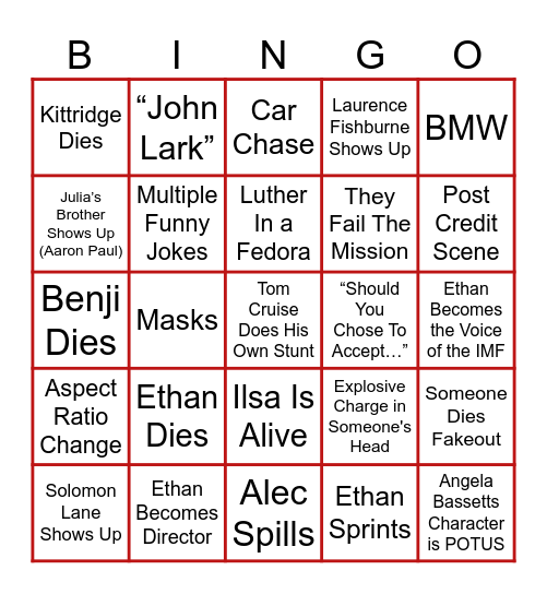 Mission Impossible: Bingo Card