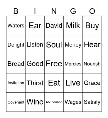 Isaiah 55:1-3 Bingo Card