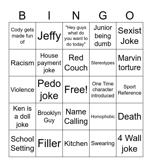 SML Bingo Card