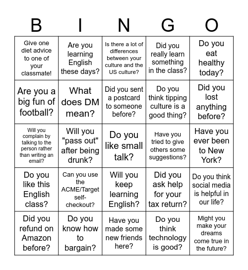 Final Bingo! Bingo Card