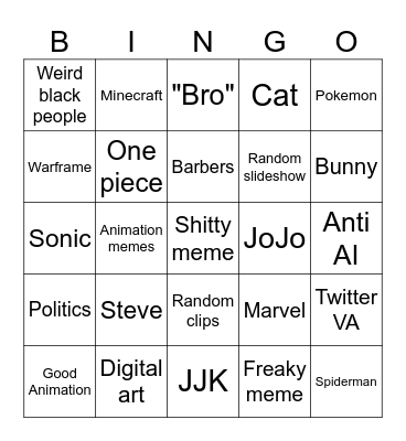 Jared Bingo Card
