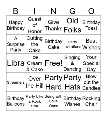 OCTOBER  BIRTHDAYS Bingo Card