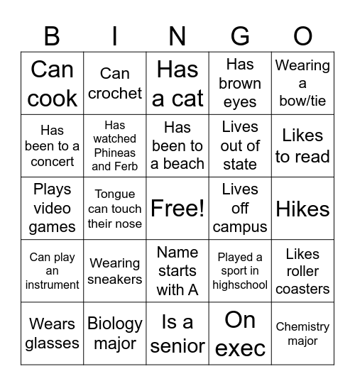 STEM Mixer Bingo Card