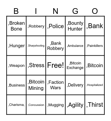 W@L Bingo Card