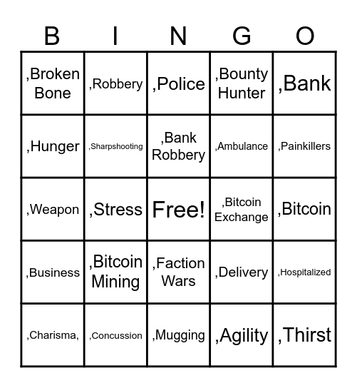 W@L Bingo Card