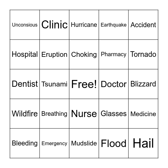Vocab Bingo Card