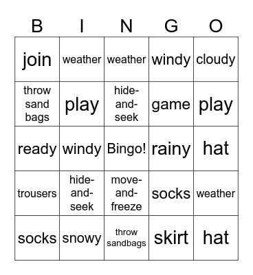 U5-7 Work Bingo Card