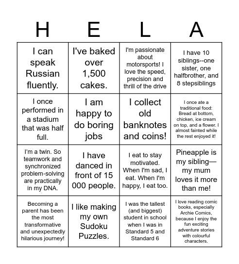 Helang-go! Bingo Card