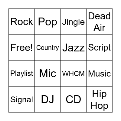 WHCM Radio Bingo Card