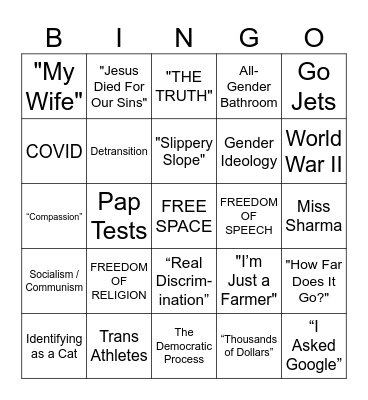 BILL 44 - COMMITTEE Bingo Card