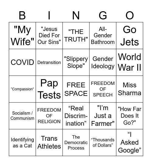 BILL 44 - COMMITTEE Bingo Card