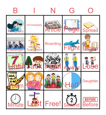 New Words Bingo Card