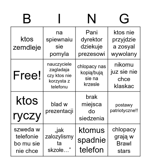 Eventy w katoli bingo Card