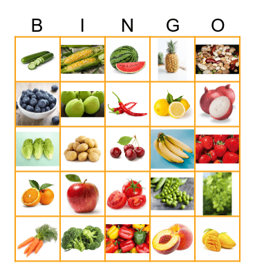 fruit & vegetables Bingo Card