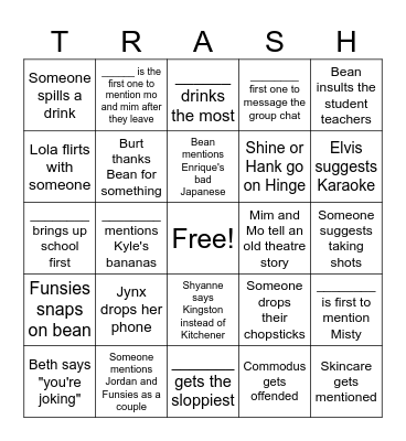Community Service Bingo Card
